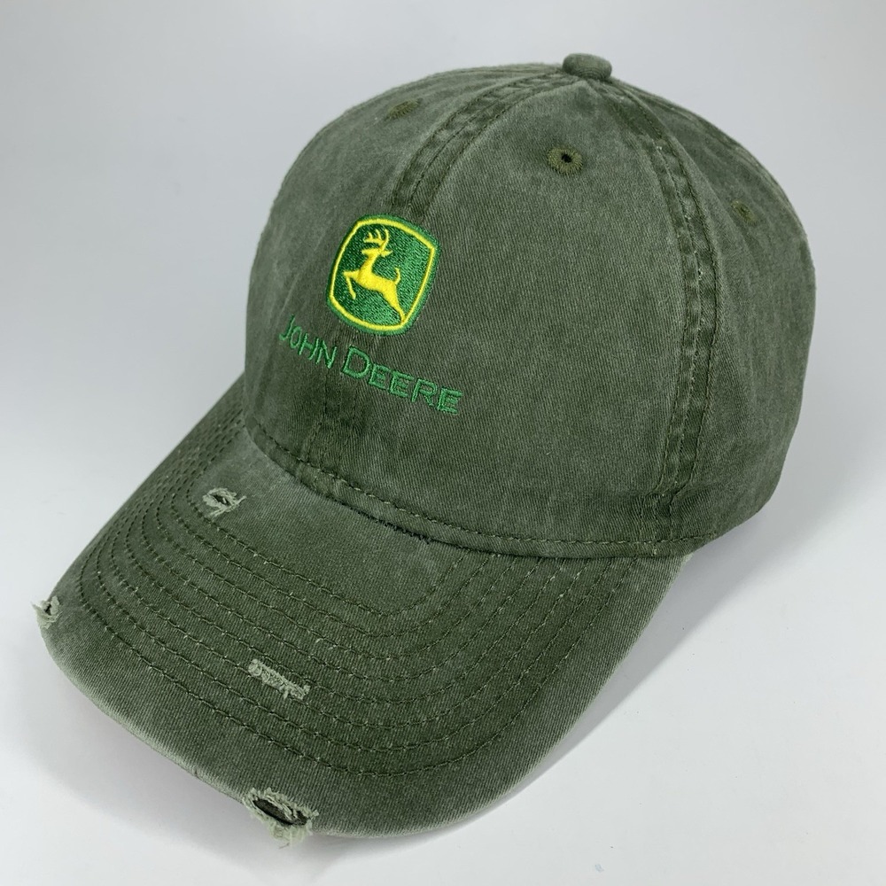 John Deere Hat Ponytail Opening Distressed Green OSFW Infinity Her Baseball Cap
